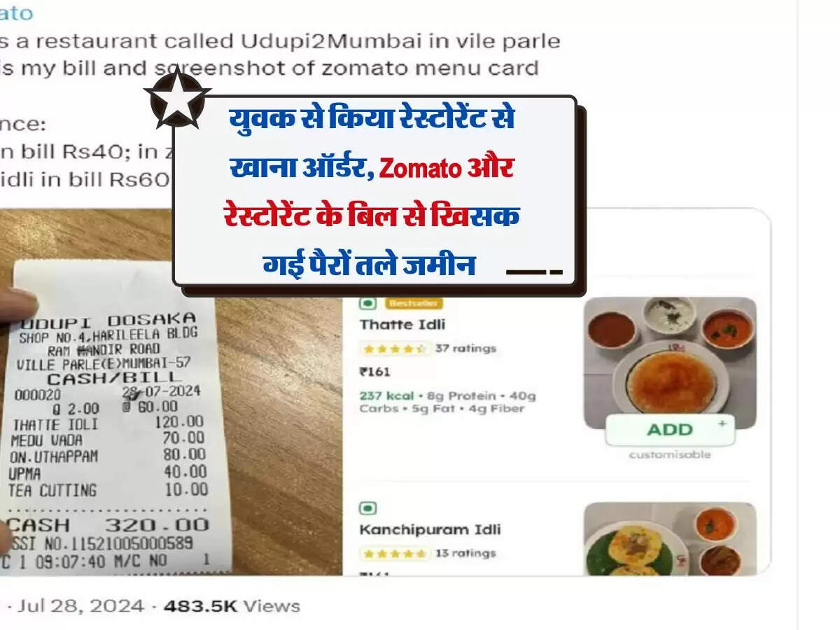 युवक से किया रेस्टोरेंट से खाना ऑर्डर, Zomato और रेस्टोरेंट के बिल से खिसक गई पैरों तले जमीन