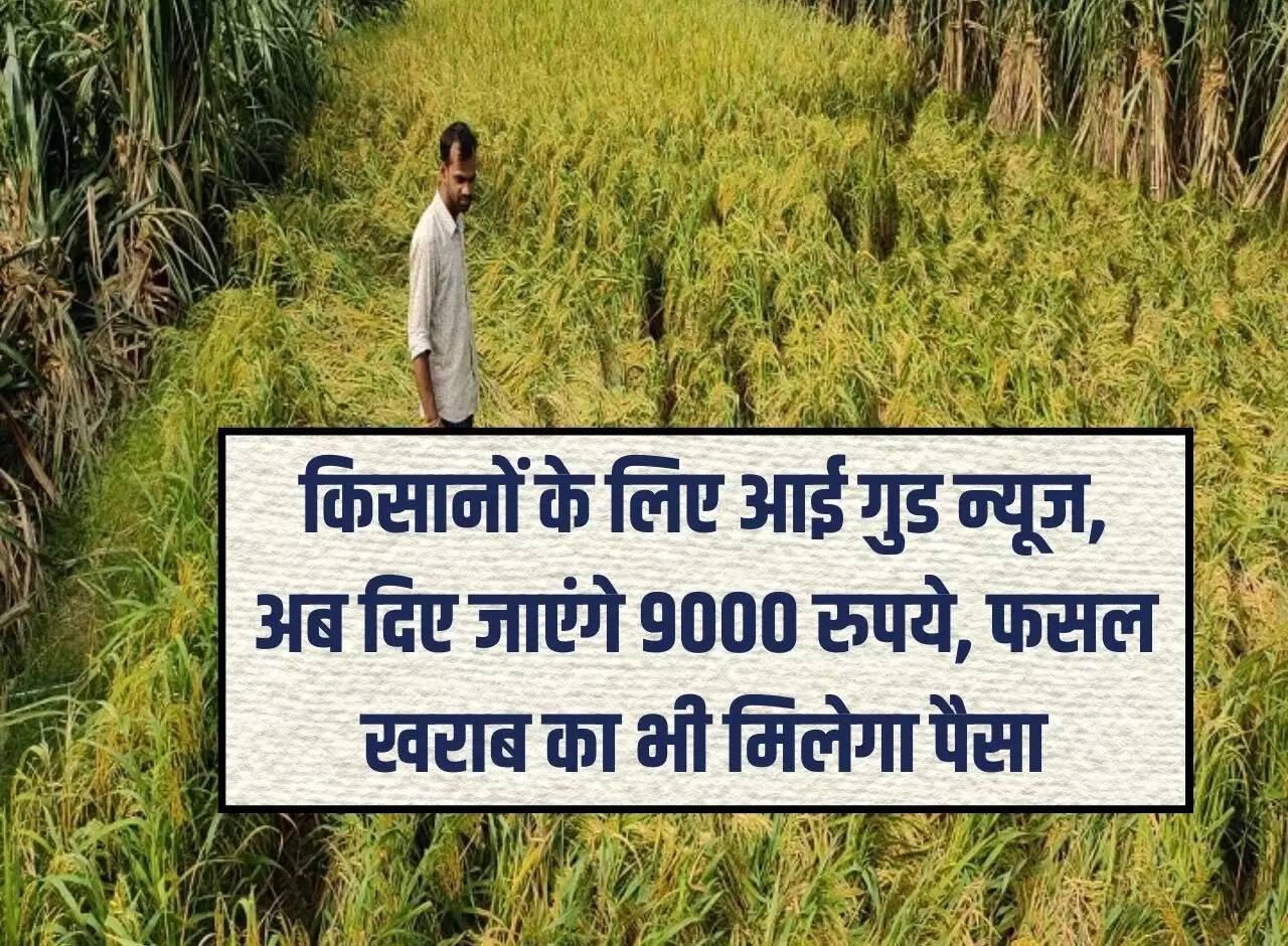 Good news for farmers, now Rs 9000 will be given, money will also be given for crop damage
