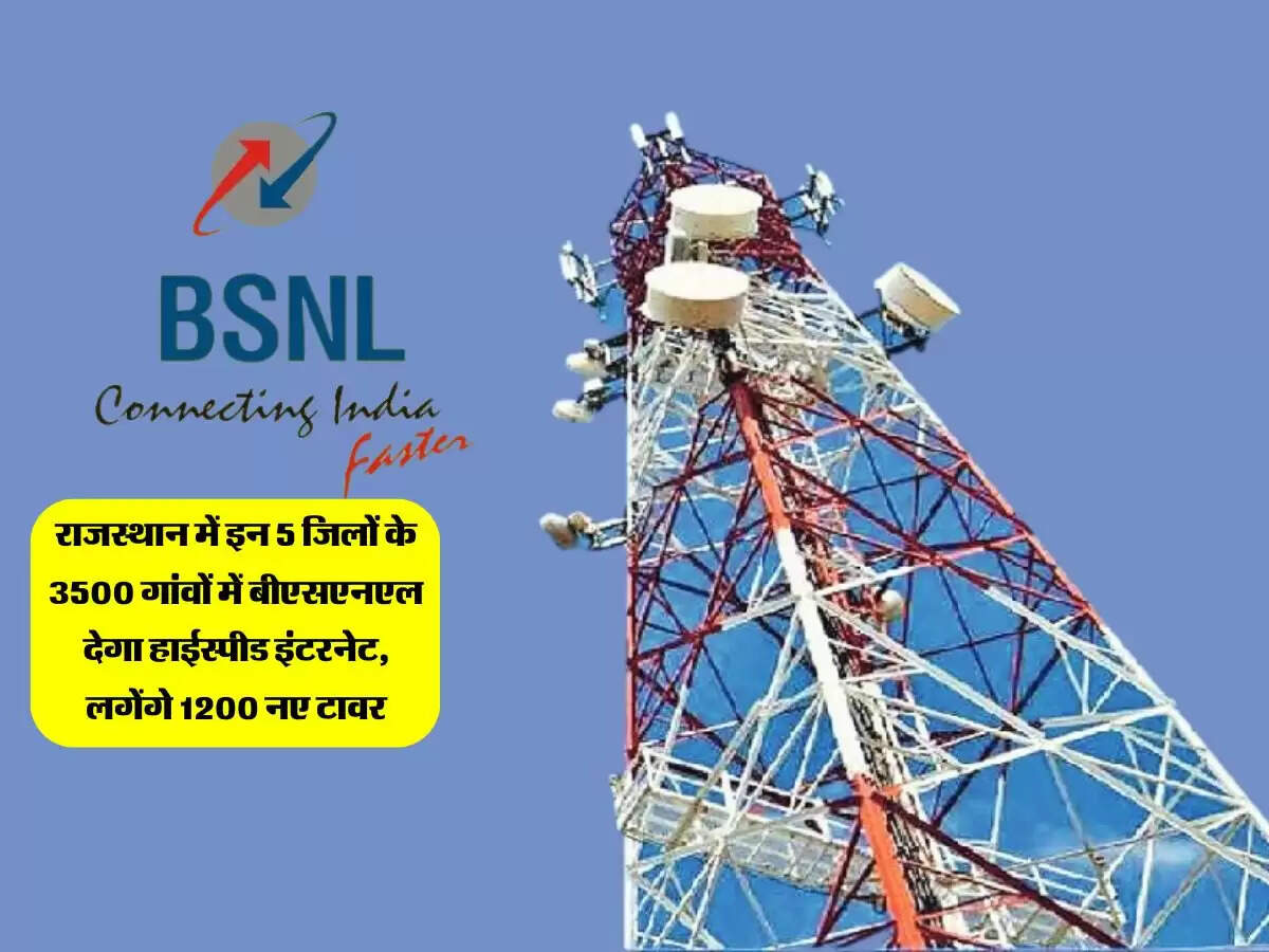 राजस्थान में इन 5 जिलों के 3500 गांवों में बीएसएनएल देगा हाईस्पीड इंटरनेट, लगेंगे 1200 नए टावर